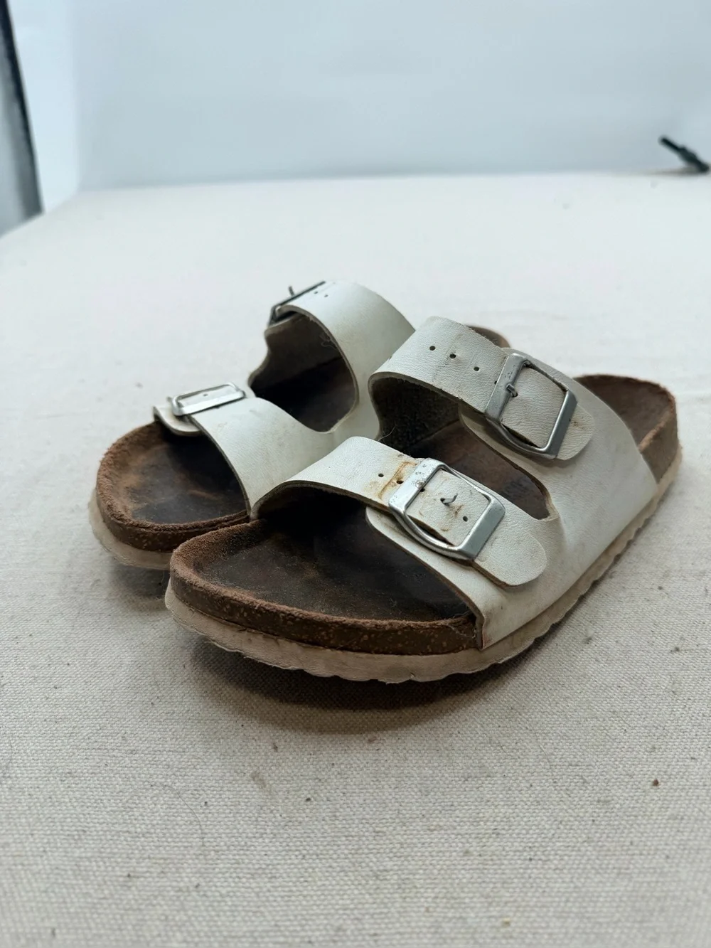 White Double-Buckle Women's Sandals